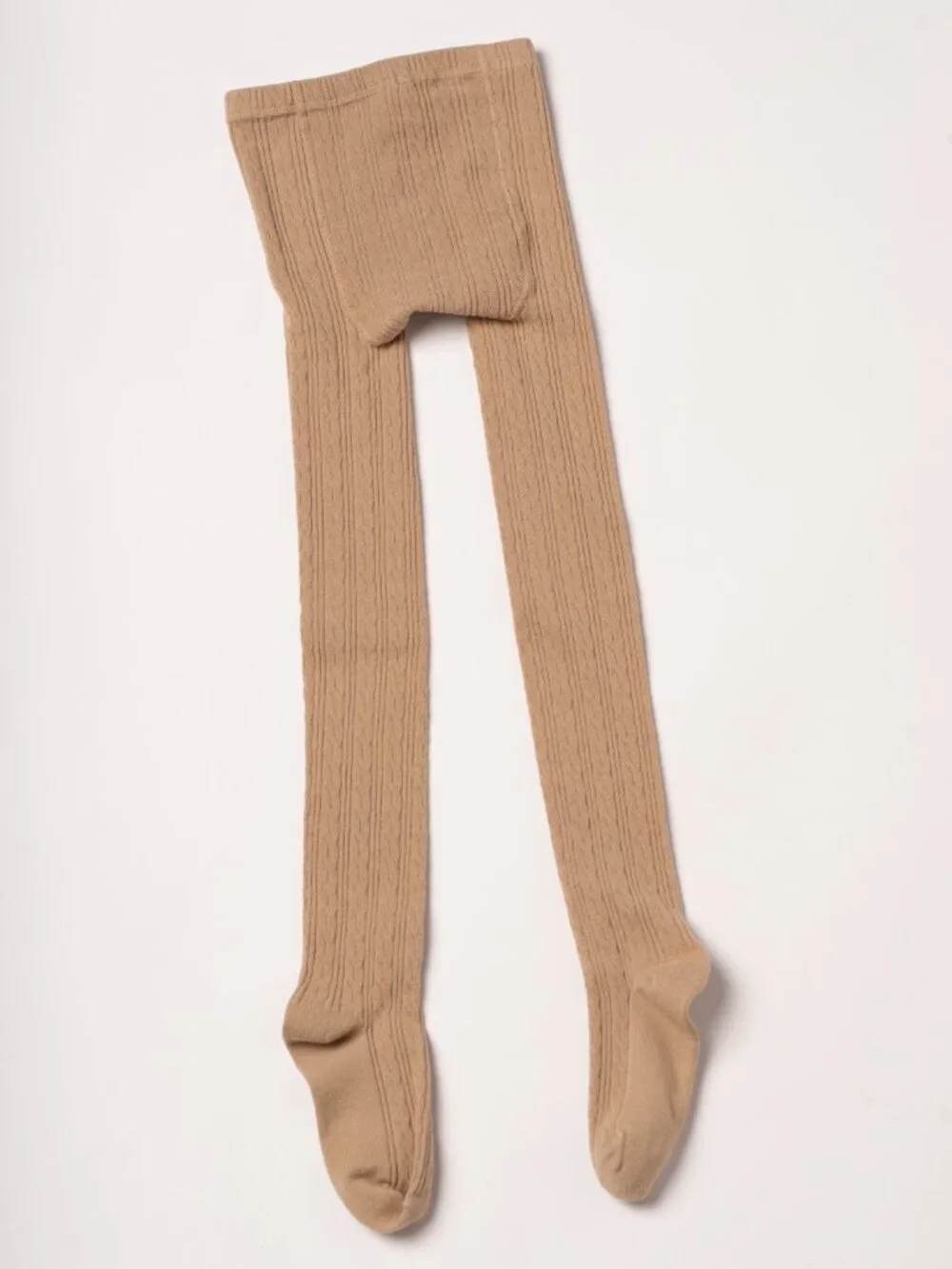 Little Stocking Co. Warm Thick Cable Knit Oat Beige Tights 7-8 Years Like New